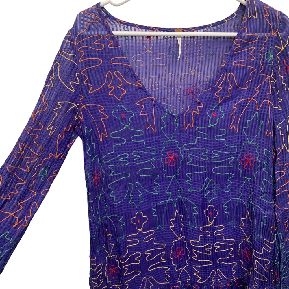 Free People Semi Sheer Embroidered Tunic